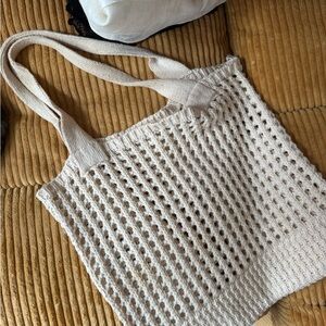 Cream Knit Tote Bag